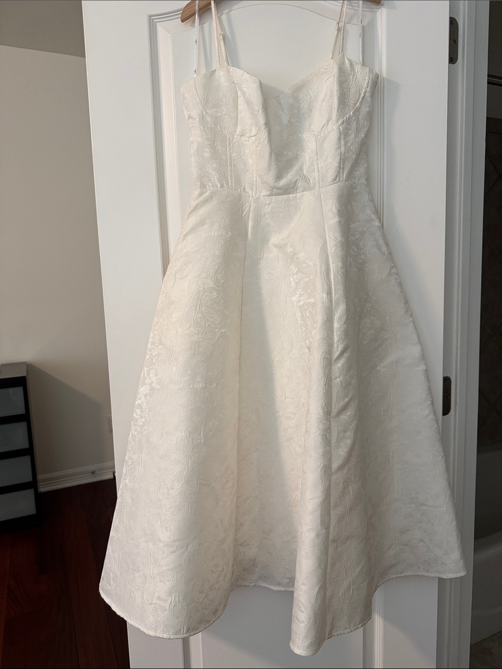 Off White Jacquard Bustier Midi Dress With Pockets ( use once)